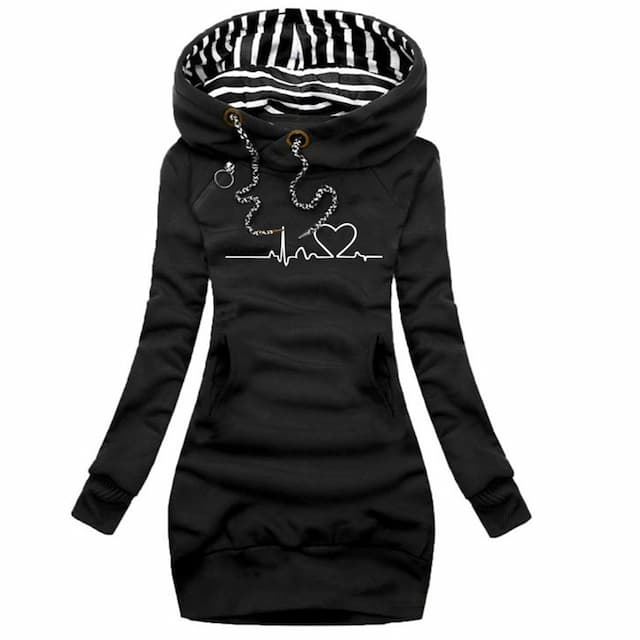 Women's Hoodie Dress Casual Dress Sheath Dress Mini Dress Black Yellow Army Green Long Sleeve Geometric Pocket Fall Winter Autumn Hooded Fashion 2023 S M L XL 2XL 3XL