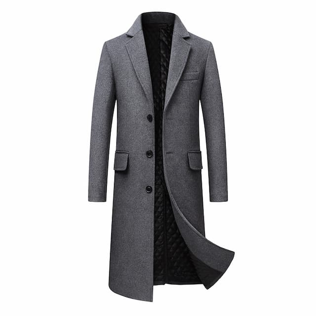 Men's Winter Coat Overcoat Trench Coat Daily Wear Going out Winter Wool Thermal Warm Washable Outerwear Clothing Apparel Fashion Warm Ups Solid Colored Multi Pocket Turndown Single Breasted