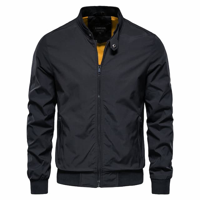 Men's Lightweight Jacket Bomber Jacket Sport Coat Daily Wear Vacation Outdoor Casual / Daily Zipper Pocket Spring Fall Solid Color Warm Ups Comfort Standing Collar Black Dark Navy Green Jacket