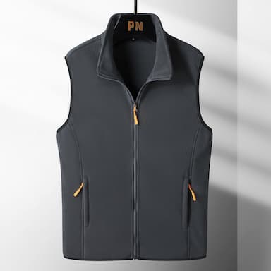 Men's Fleece Vest Polar Fleece Gilet Daily Wear Going out Festival Sport Basic Fall & Winter Zipper Pocket Polyester Warm Solid Colored Zipper Standing Collar Regular Fit Light Blue Black Dark Navy