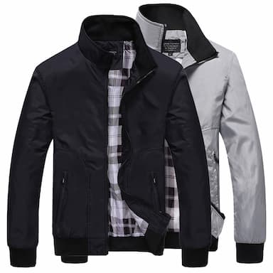 Men's Lightweight Jacket Summer Jacket Bomber Jacket Daily Wear Vacation Outdoor Casual / Daily Zipper Pocket Spring Fall Solid Color Comfort Zipper Front Standing Collar Black Dark Navy Grey Jacket