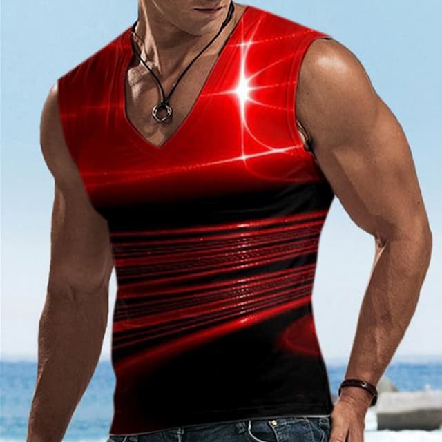 Mens Graphic Vest Men'S Top Flash V-Neck Clothing Apparel 3D Print Daily Vacation Sleeveless Designer Casual Comfortable Purple Beach Cotton Neck