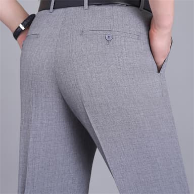 Men's Dress Pants Trousers Casual Pants Flat Front Pants Pocket Plain Comfort Breathable Wedding Business Casual Retro Vintage Classic Black+Grey Smoky gray High Waist Stretchy