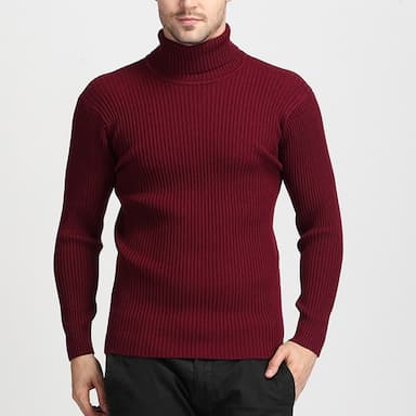 Men's Sweater Wool Sweater Pullover Sweater Jumper Turtleneck Sweater Chunky Knit Knitted Solid Color Turtleneck Keep Warm Modern Contemporary Work Daily Wear Clothing Apparel Fall & Winter Black Red