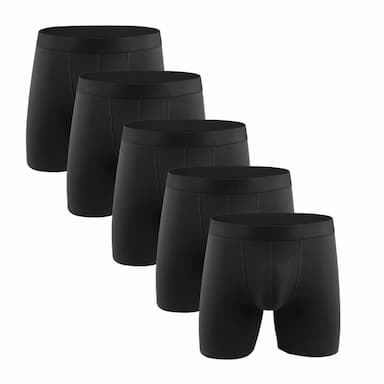 Men's 5 Pack Underwear Boxers Underwear Cotton Antibacterial Pure Color Mid Waist Black