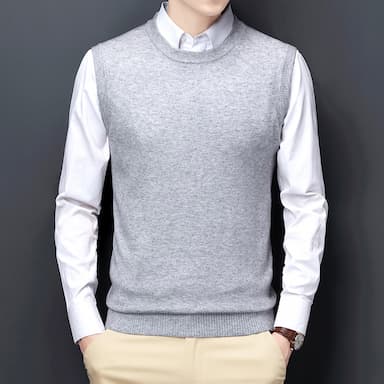 Men's Sweater Vest Wool Sweater Pullover Sweater Jumper Ribbed Knit Knitted Solid Color Crew Neck Keep Warm Modern Contemporary Work Daily Wear Clothing Apparel Sleeveless Spring &  Fall Black Light