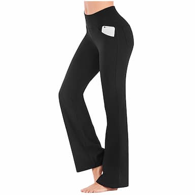 Women's Yoga Pants Side Pockets Wide Leg High Waist Yoga Fitness Gym Workout Bottoms Dark Grey Navy Black Spandex Sports Activewear High Elasticity