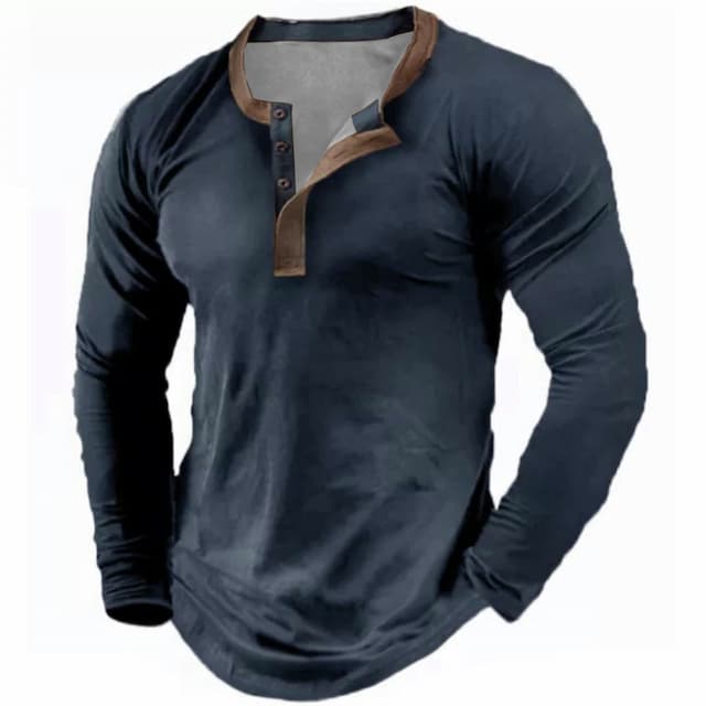 Men's Henley Shirt Tee Long Sleeve Shirt Henley Plus Size Casual Sports Long Sleeve Button-Down Print Clothing Apparel Fashion Streetwear Basic Comfortable