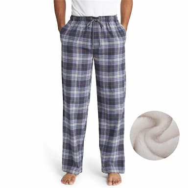 Men's Loungewear Pajama Pants Plaid Pants Lounge Pants Grid / Plaid Warm Soft Home Bed Spa Flannel Warm Pocket Elastic Waist Winter Black Blue