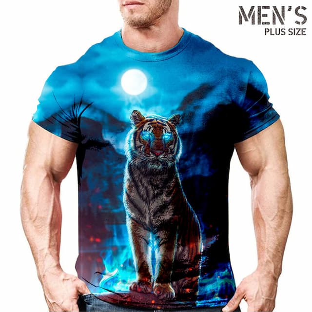 Men's Plus Size T shirt Tee Big and Tall Graphic Crew Neck Print Short Sleeve Spring & Summer Vintage Streetwear Comfortable Casual Sports Tops