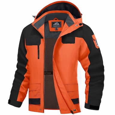 Men's Winter Jacket Hiking Jacket Rain Jacket Windcheater Jacket Sports & Outdoor Camping & Hiking Waterproof Windproof Hooded Spring Fall Winter Patchwork Ivory white Black Orange Army Green Dark