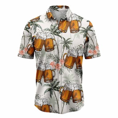 Oktoberfest Men's Shirt Summer Hawaiian Shirt Graphic Prints Beer Leaves Turndown Yellow Pink Army Green Navy Blue Blue Street Casual Short Sleeves Print Button-Down Clothing Apparel Tropical Fashion