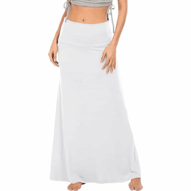 Women's A Line Long Skirt Maxi Skirts Solid Colored Office / Career Street All Seasons Cotton Fashion Basic Casual Black White Wine Navy Blue