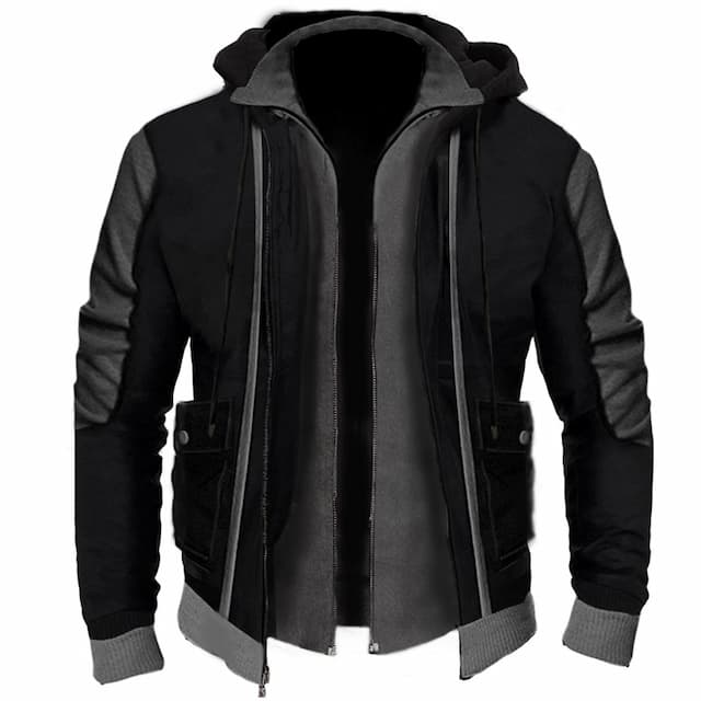 Men's Full Zip Hoodie Outerwear Sweat Jacket Black Light Grey Dark Gray Hooded Color Block Zipper Pocket Sports & Outdoor Daily Sports Streetwear Casual Athletic Spring &  Fall Clothing Apparel