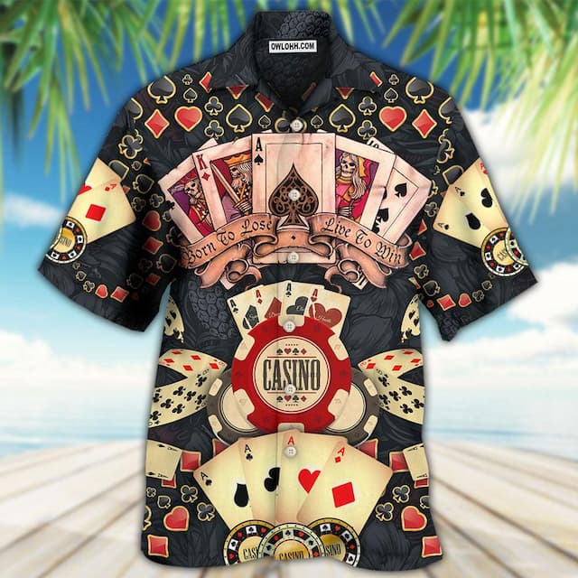 Men's Shirt Summer Hawaiian Shirt Letter Graphic Prints Poker Turndown White Black / Green Yellow Light Green Black / Red Casual Hawaiian Short Sleeve Print Button-Down Clothing Apparel Tropical