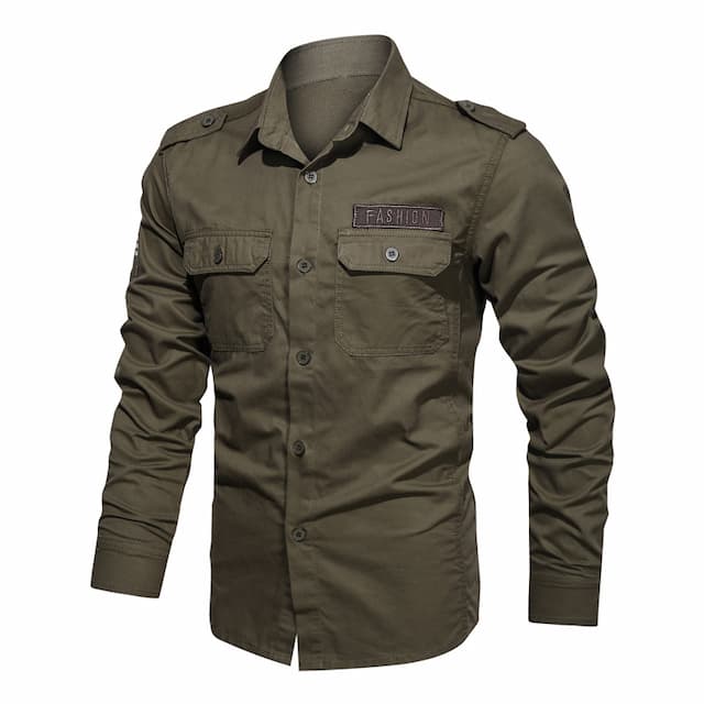 Men's Shirt Summer Shirt Button Up Shirt Casual Shirt Work Shirt Cargo Shirt Black Army Green Khaki Long Sleeve Letter Turndown Street Casual Button-Down Clothing Apparel Cotton Fashion Classic