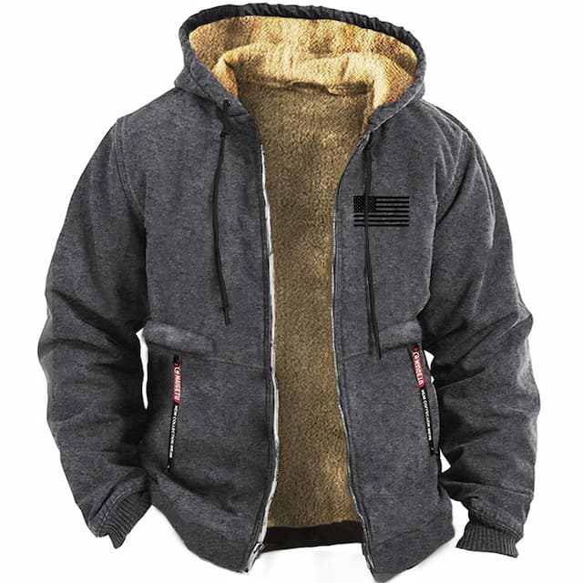 Men's Hoodie Full Zip Hoodie Sweat Jacket Blue Brown Gray Hooded Color Block Sports & Outdoor Sports Streetwear Hot Stamping Fleece Basic Casual Thin fleece Winter Clothing Apparel Hoodies