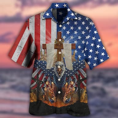 Men's Shirt Summer Hawaiian Shirt Graphic Prints Eagle American Flag Turndown Black Black / Green Yellow Light Green Black / Brown Casual Hawaiian Short Sleeve Print Button-Down Clothing Apparel