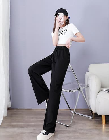 Women's Wide Leg Pants Trousers High Waist Full Length Black