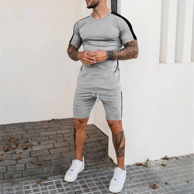 Men's T-shirt Suits Tracksuit Tennis Shirt Shorts and T Shirt Set Graphic Tee Letter Curve V Neck Outdoor Street Short Sleeve Drawstring 2 Piece Clothing Apparel Sports Designer Basic Classic