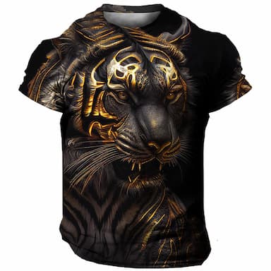 Men's T shirt Tee Graphic Animal Tiger Crew Neck Clothing Apparel 3D Print Outdoor Daily Sports Short Sleeve Print Vintage Fashion Designer