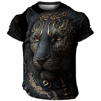 Men's T shirt Tee Graphic Animal Tiger Crew Neck Clothing Apparel 3D Print Outdoor Daily Sports Short Sleeve Print Vintage Fashion Designer