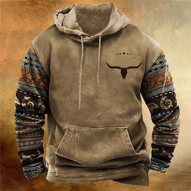 Men's Pullover Hoodie Sweatshirt White & Green Black Red Blue Brown Hooded Animal Bohemian Style Graphic Prints Print Daily Sports 3D Print Streetwear Designer Basic Spring &  Fall Clothing Apparel