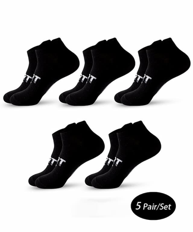 Men's 5 Pairs Socks Ankle Socks Sport Socks / Athletic Socks Low Cut Socks Black White Color Plain Casual Daily Basic Medium Summer Spring Fall Stylish Traditional / Classic