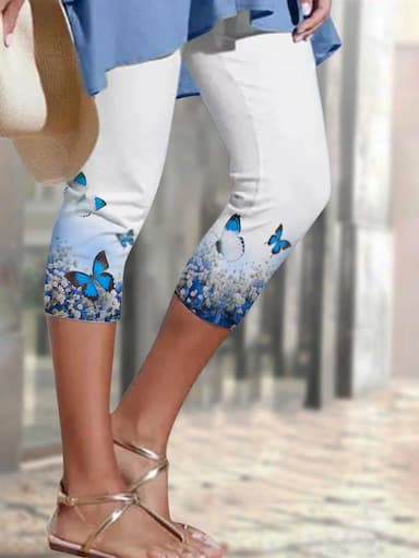 Women's Capri shorts Print Calf-Length Blue