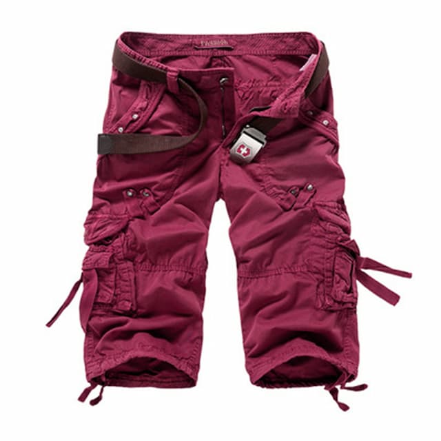 Men's Cargo Shorts Capri shorts Capri Pants Hiking Shorts Pocket Plain Comfort Breathable Calf-Length Work Casual Daily Fashion Streetwear Red Navy Blue