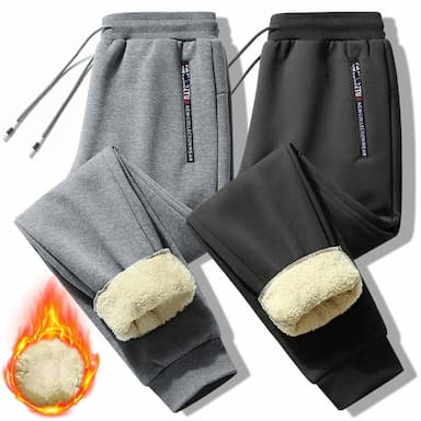 Men's Sherpa Fleece Pants Sweatpants Joggers Winter Pants Pocket Letter Warm Daily Leisure Sports Going out Streetwear Casual Smoky gray Black Micro-elastic