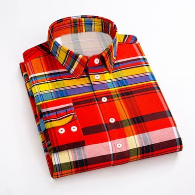 Men's Dress Shirt Plaid Shirt Button Down Shirt Collared Shirt Yellow Red Blue Green Long Sleeve Plaid / Check Turndown Spring &  Fall Wedding Street Clothing Apparel Button-Down