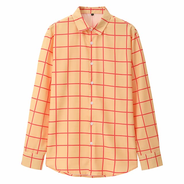 Men's Shirt Yellow Navy Blue Orange Long Sleeve Plaid Turndown Spring &  Fall Party Work Clothing Apparel Print