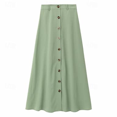 Women's Skirt Long Skirt Linen Skirts Straight Maxi Skirts Split Solid Colored Office / Career Causal Autumn / Fall Faux Linen Gold Velvet Fashion coastal grandma style Summer Black White Navy Blue